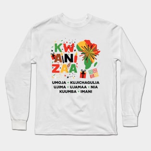 Happy Kwanzaa, Cultural Celebration. African mask and the African continent Long Sleeve T-Shirt